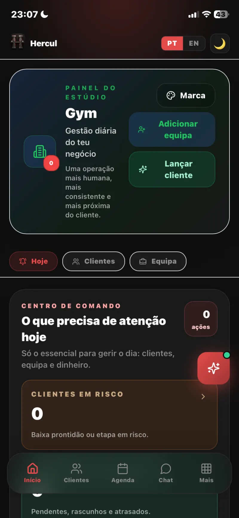 Dashboard de estúdio