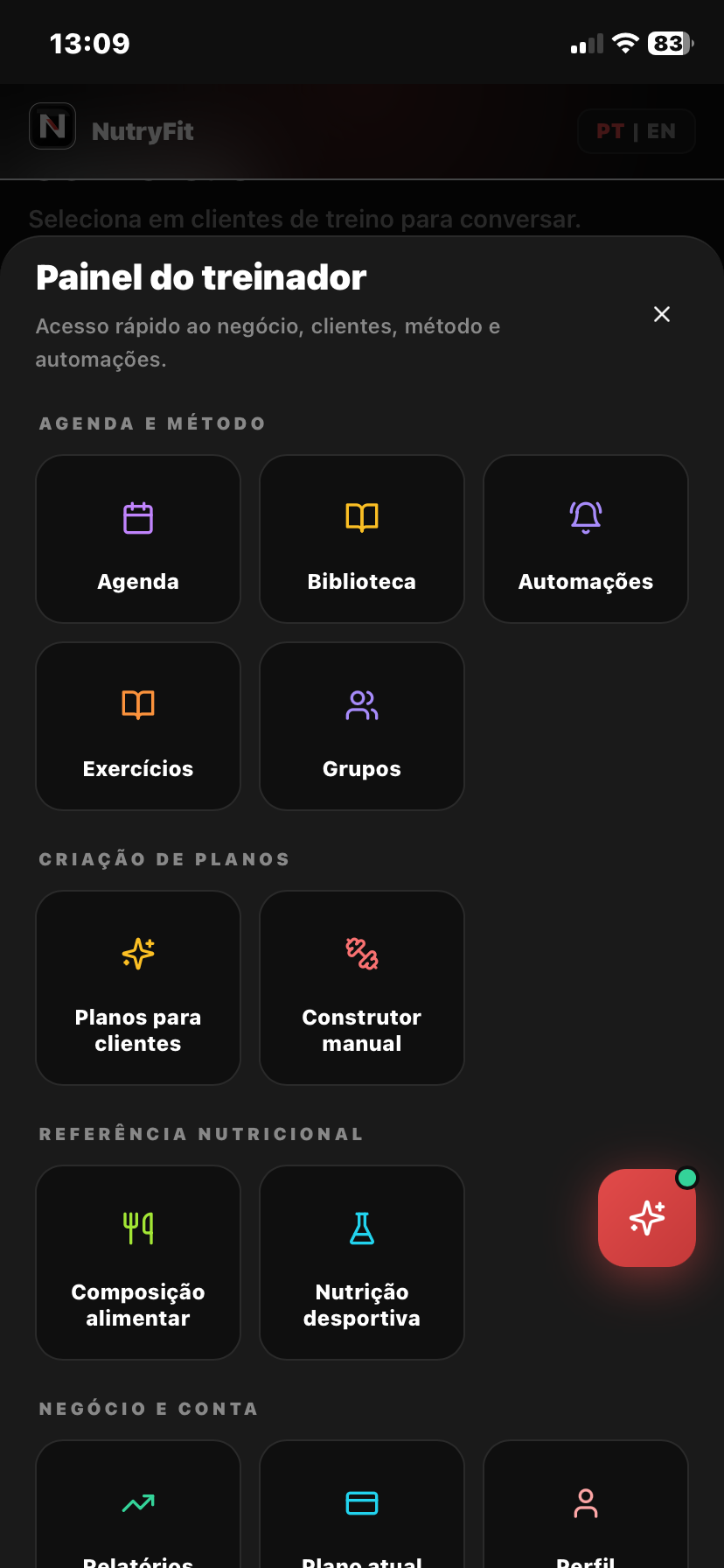 Painel da app